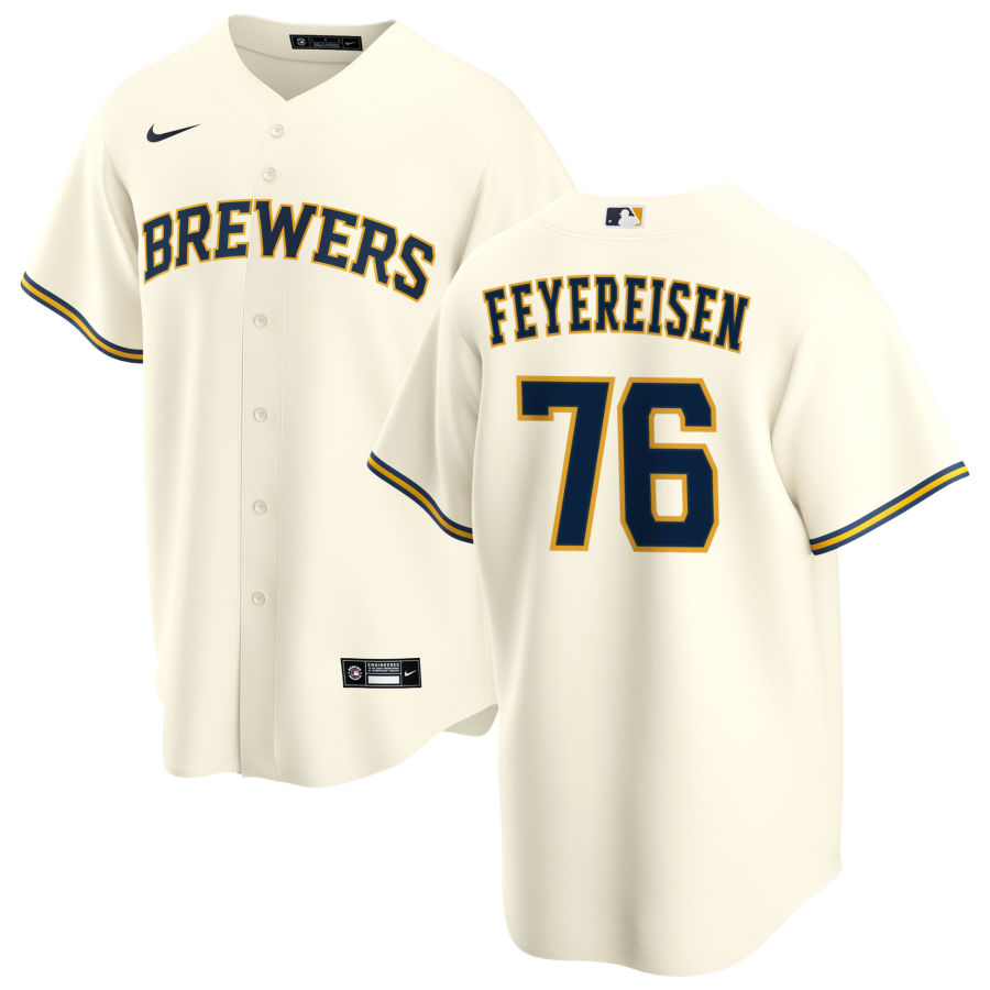 Nike Men #76 J.P. Feyereisen Milwaukee Brewers Baseball Jerseys Sale-Cream